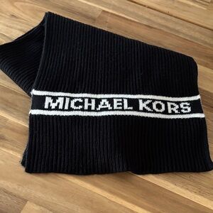 Michael Kors Black and White Logo Knit Scarf